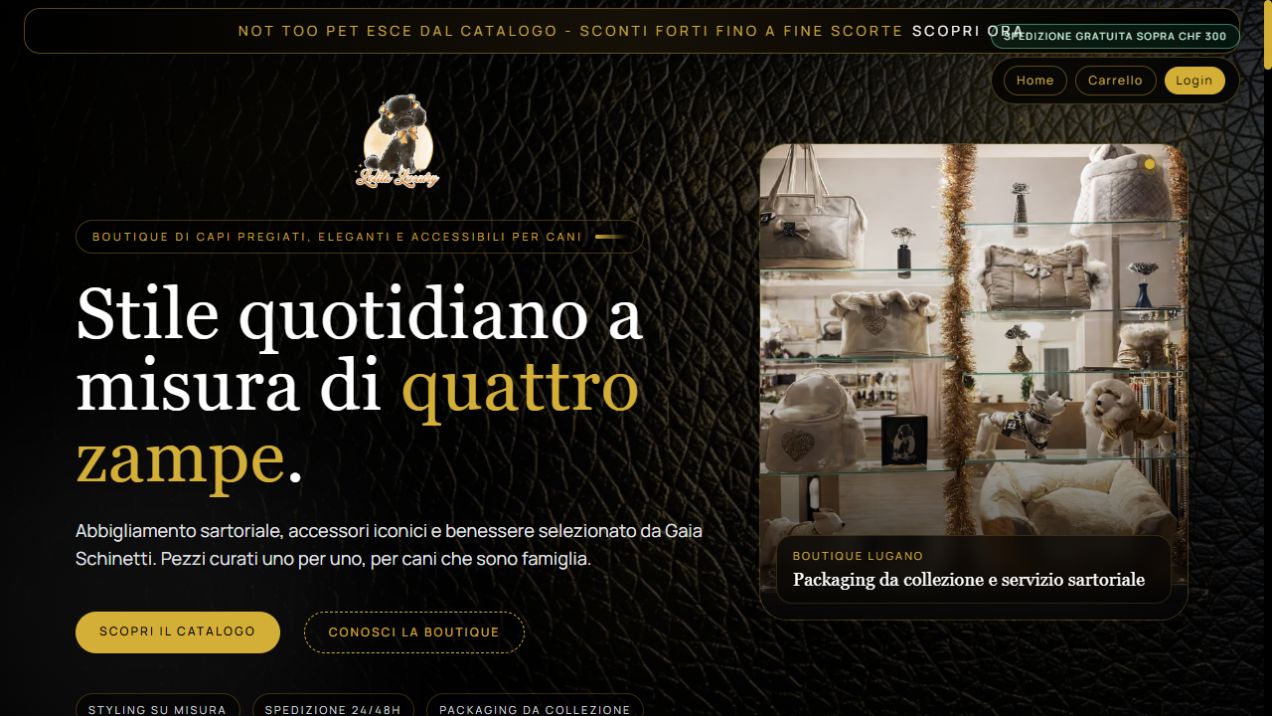 Schermata della homepage di Lolita Luxury Boutique